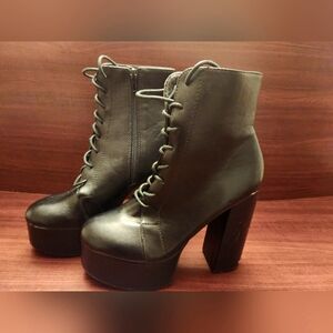 Dolls Kill Lace Up Black Platform Boots